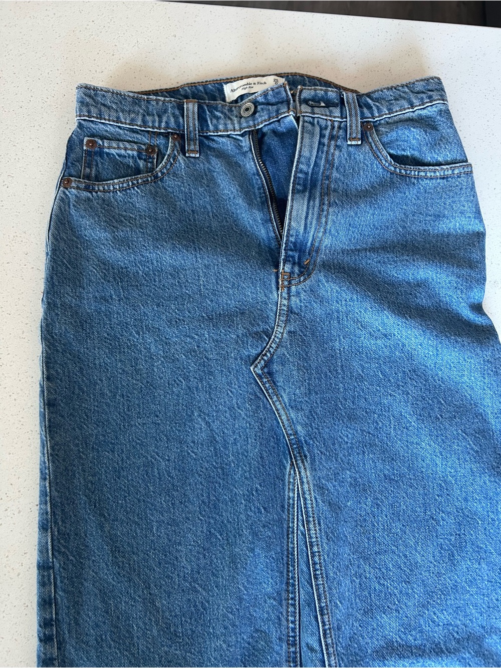 Abercrombie & Fitch Blue Straight Leg Denim Skirt